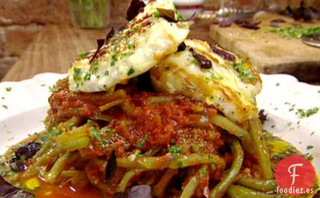 Rape Butterflied a la Parrilla con un Estofado de Judías Verdes Dulces