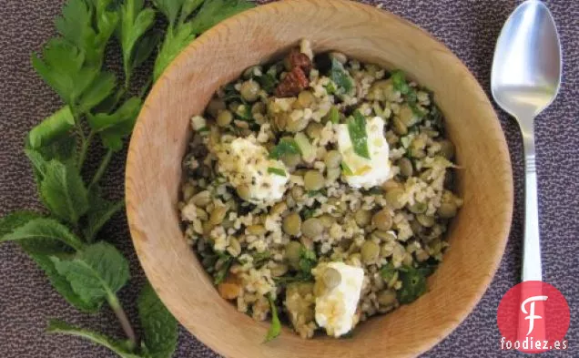 Ensalada De Bulgur De Lentejas Con Queso Feta Y Menta