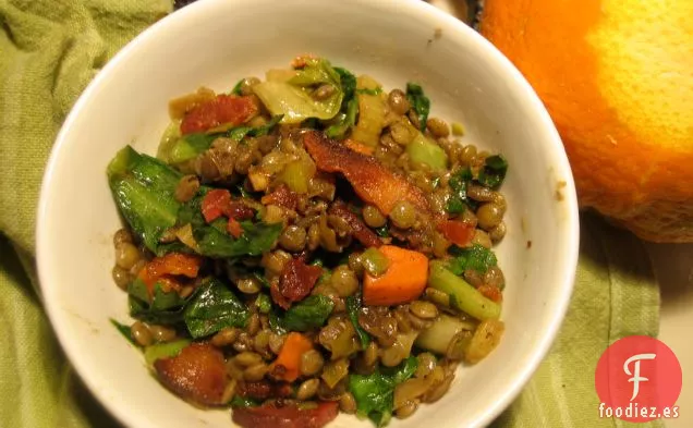 Ensalada De Lentejas Con aroma A Naranja Y Escarola Marchita