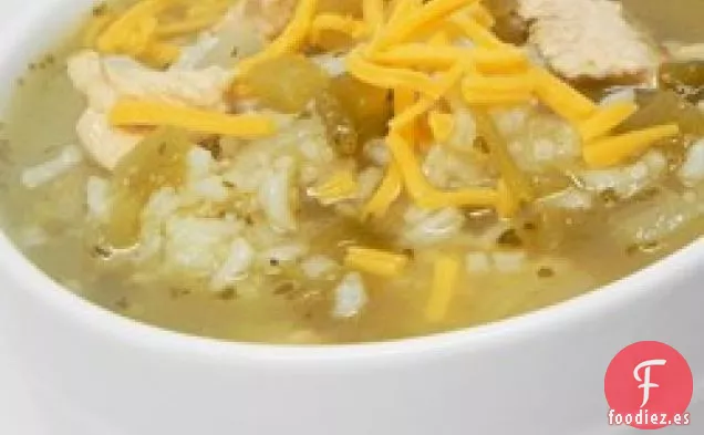 Sopa de Pollo y Arroz con Chile Verde