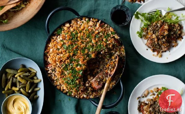 Cassoulet De Salchicha De Lentejas Y Ajo