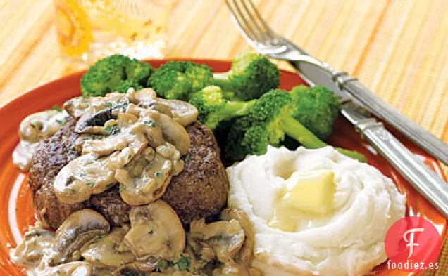 Solomillo Molido con Salsa de Crema de Champiñones