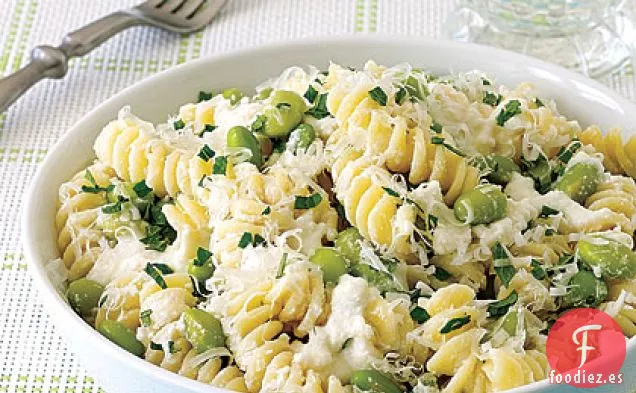 Pasta con Ricota y Edamame