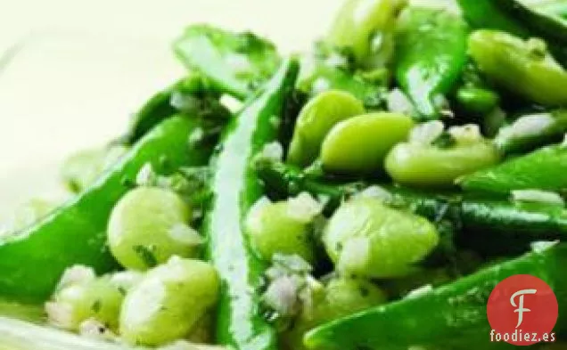 Guisantes a presión con limón y menta y Habas de Lima