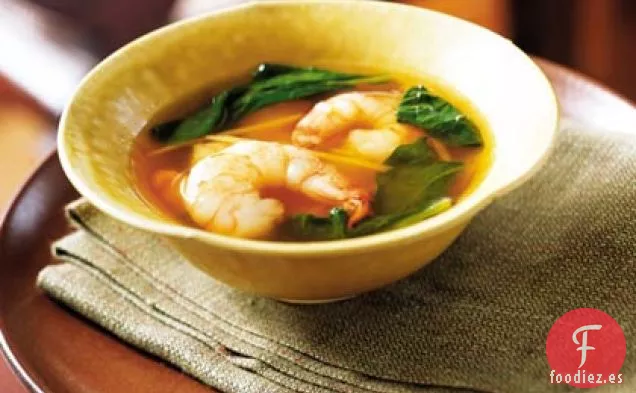 Sopa de Camarones y Espinacas