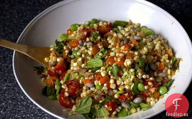 Verano Succotash Con Tocino Y Picatostes