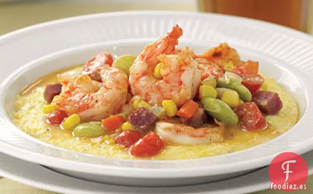 Camarones y Sémola de maíz con Succotash