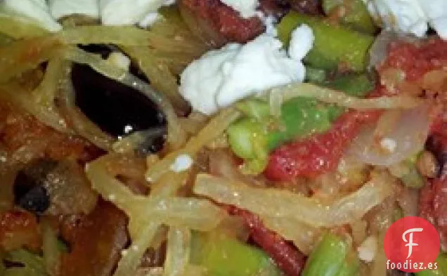 Calabaza Espagueti con Tomates Asados al Fuego