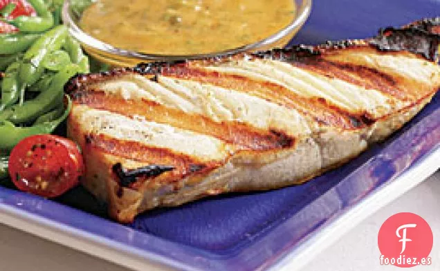 Fletán A La Parrilla Con Mayonesa De alcaparras De Estragón