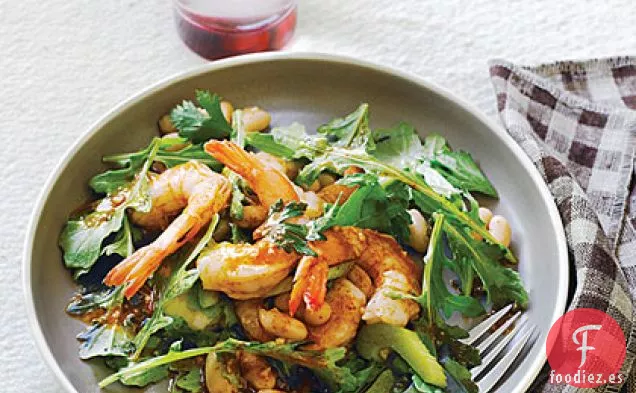 Ensalada de Camarones y Frijoles Blancos con Aderezo de Harissa