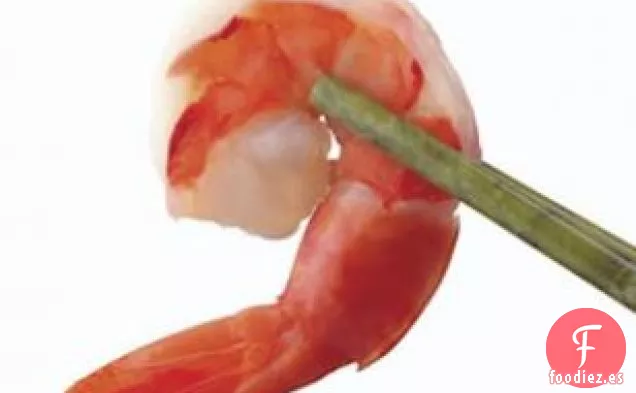 Salteado de camarones y Guisantes de Nieve