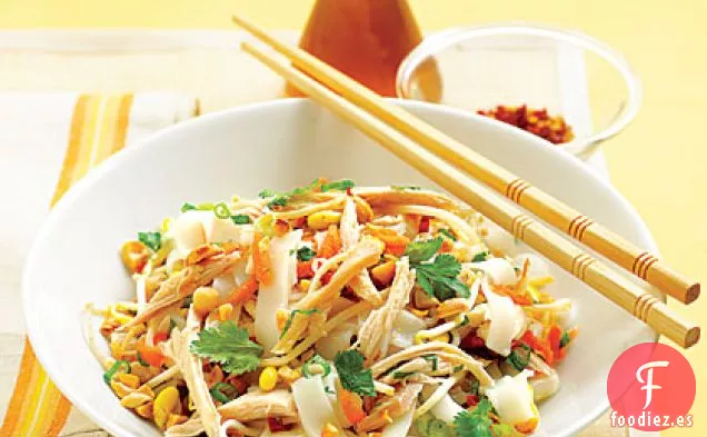 Ensalada Asiática de Fideos de Pollo y Arroz