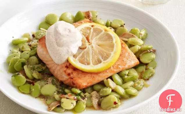 Salmón Limón con Habas de Lima