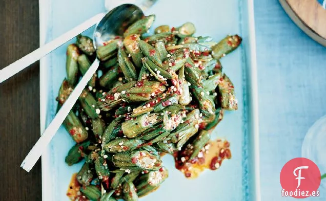 Okra Frita Picante con Chalotes Crujientes