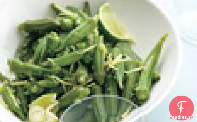 Okra con Cebolleta, Lima y Jengibre