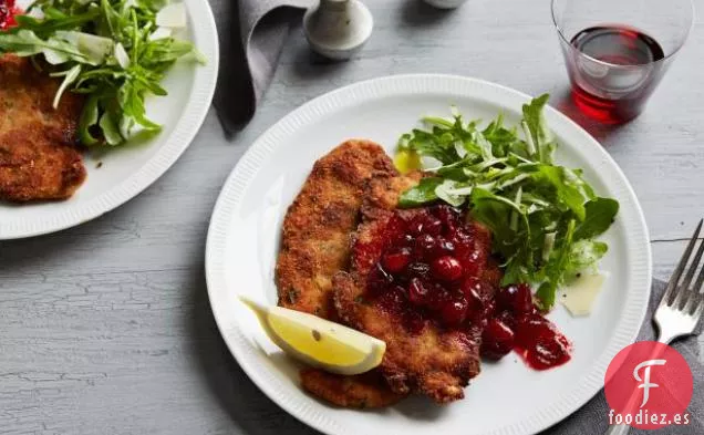 Milanesa de Vieira de Pavo con Salsa de Arándanos de Mostaza
