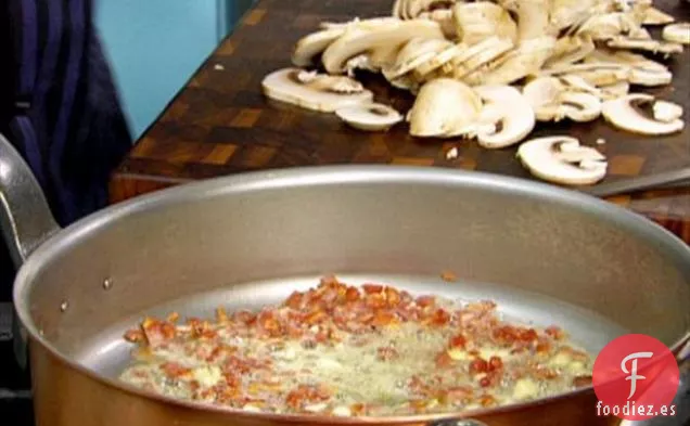 Judías Verdes Salteadas con Panceta y Champiñones