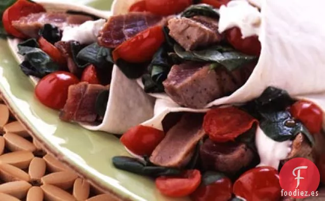 Tacos de Atún, Queso de Cabra y Espinacas