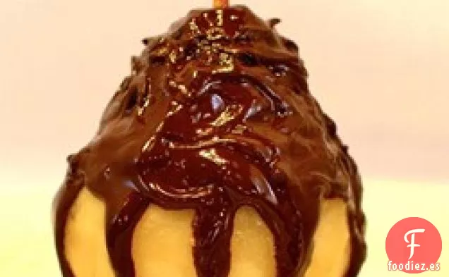 Peras Cubiertas de Chocolate