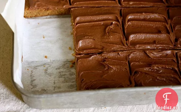 Blondies De Mantequilla De Maní Con Glaseado De Chocolate Con Leche