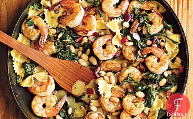 Ensalada de Pasta Caliente con Camarones