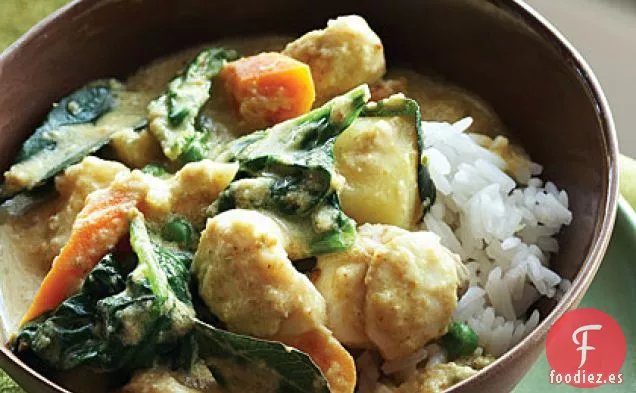 Curry de Coco y Jengibre con Verduras y Fletán