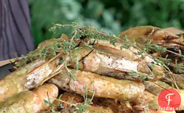 Gambas a la Plancha con Vinagreta de Ajo Tostado Habanero