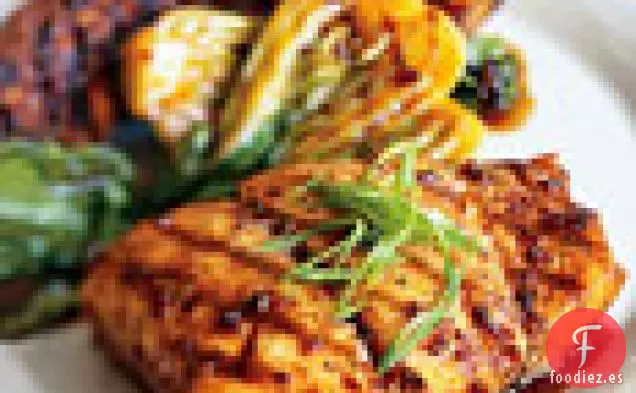 Fletán A La Parrilla, Berenjena Y Col China Con Barbacoa Coreana