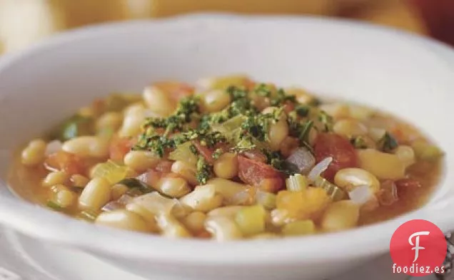 Sopa De Frijoles Blancos Con Gremolata