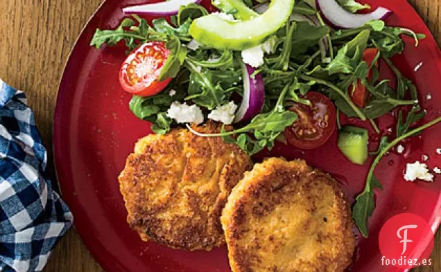 Buñuelos de Hummus y Arroz con Ensalada Mediterránea