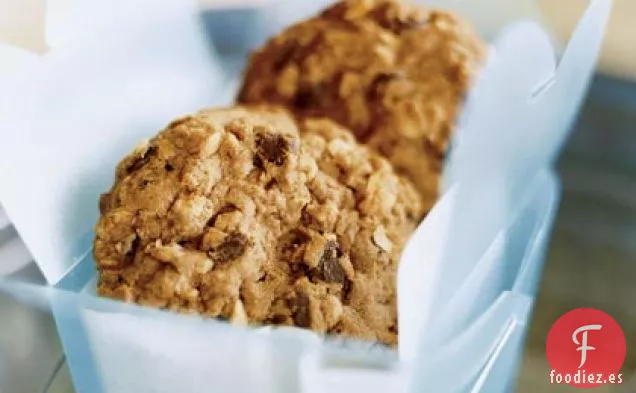 Galletas de Mantequilla de Maní, Chispas de Chocolate y Avena