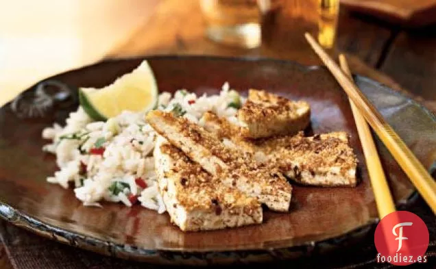 Triángulos de Tofu con Costra de Maní