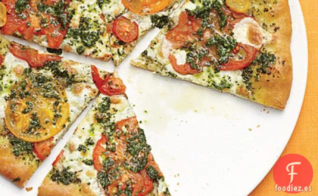 Mozzarella Fresca, Tomate de Herencia y Pizza de Albahaca