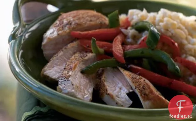 Pollo a la Pimienta con Queso Feta Orzo