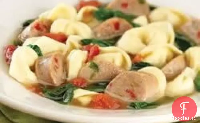 Salchicha de Pollo Italiana Dulce y Sopa de Tortellini