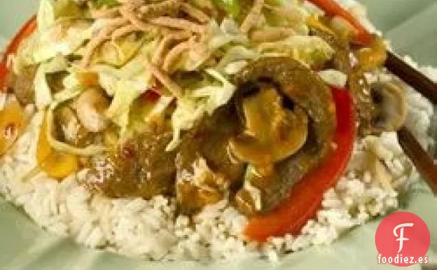 Salteado de Verduras Frescas con Carne de Res de Naranja Picante