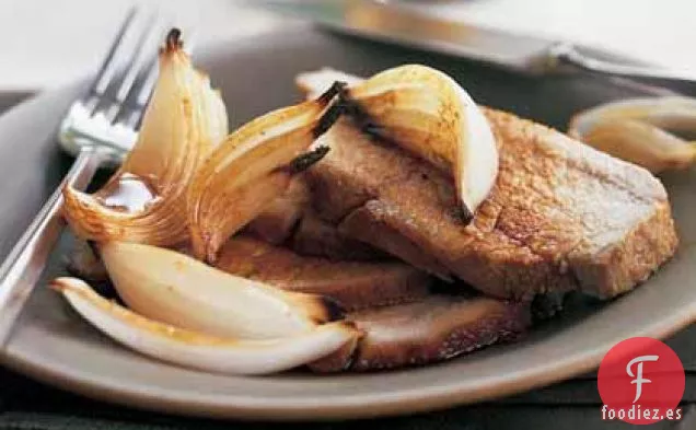 Cerdo Asado con Miel y Comino con Cebollas Caramelizadas