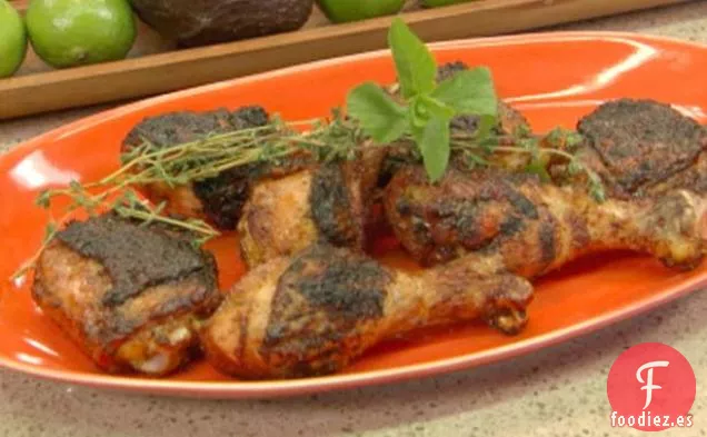 Pollo Friccionado a la Parrilla con Glaseado de Habanero y Menta