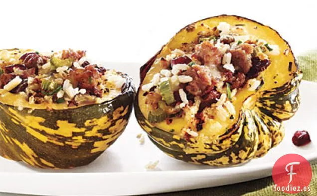 Calabaza de Bellota Rellena de Salchicha y Arroz