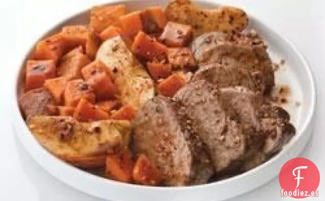 Cerdo con Especias de Bourbon con Batatas y Manzanas