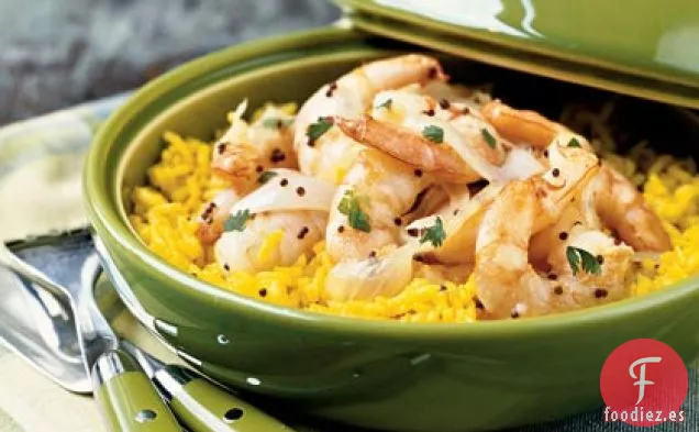 Pilaf de Arroz y Camarones de Coco