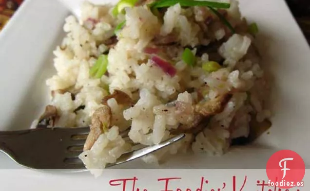 Arroz con champiñones y naranja