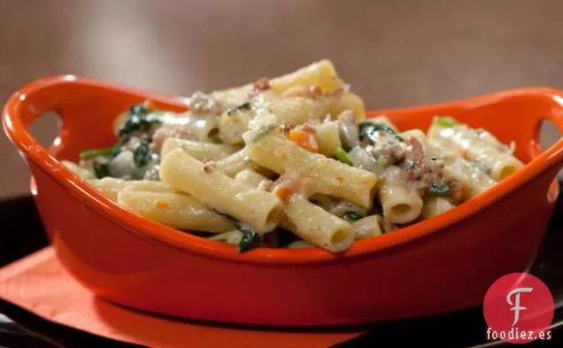 Ziti al horno con Espinacas y Ternera