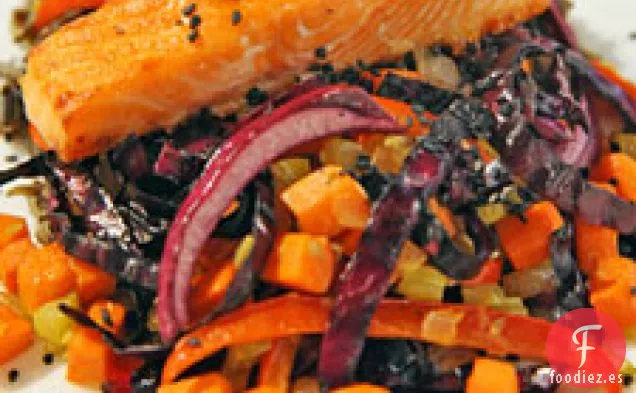 Tazón de Arroz con salmón y jengibre