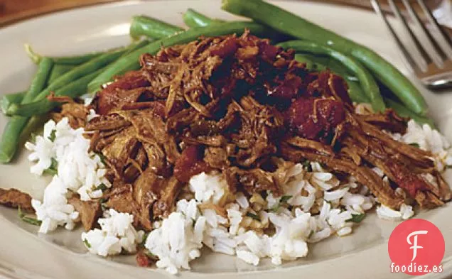 Carne De Res Desmenuzada Fácil Sobre Arroz