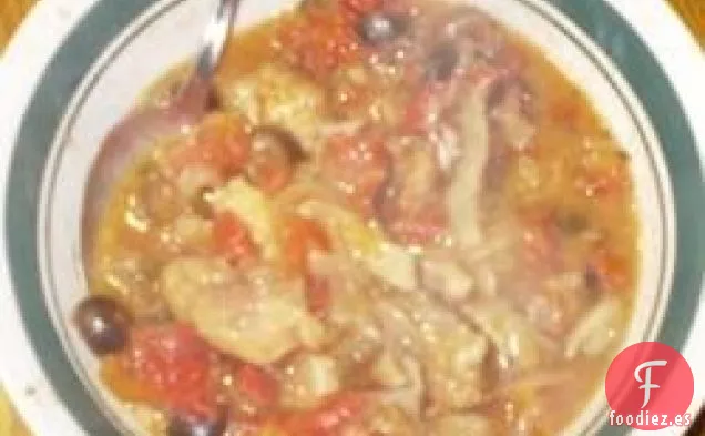 Faisán de Olla de Cocción Lenta con Champiñones y Aceitunas
