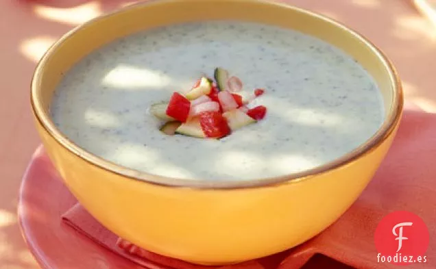 Sopa de Calabacín Fría con Salsa de Verduras Frescas