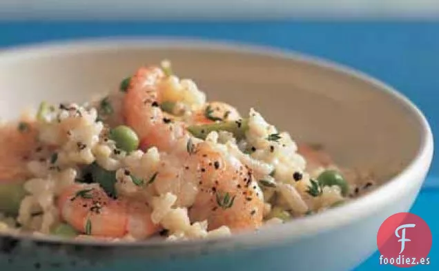 Risotto con Guisantes y Camarones