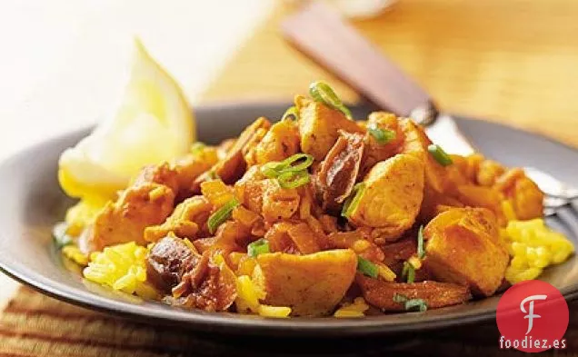 Pollo con Azafrán y Arroz con Dátiles