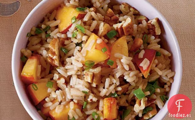 Arroz Dulce de Té con Jalapeño, Duraznos y Nueces